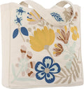 Aesthetic Embroidery Tote Bag for Lady Cute Reusable Canvas Shoulder Bag for Girls Women Shopping Grocery