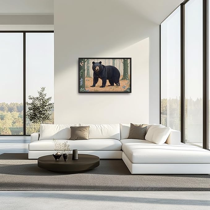 Framed Large Pictures Wall Art for Living Room, Forest Bear Oversized Wall Decor Cabin Animal Canvas Print Painting Extra Large Framed Artwork for Bedroom Office 36"x24"