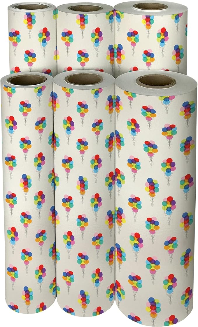 Jillson Roberts Bulk Gift Wrap, Everyday Gift Wrapping Supplies, Bunch of Balloons, 1/2 Ream 417 feet x 24 inches