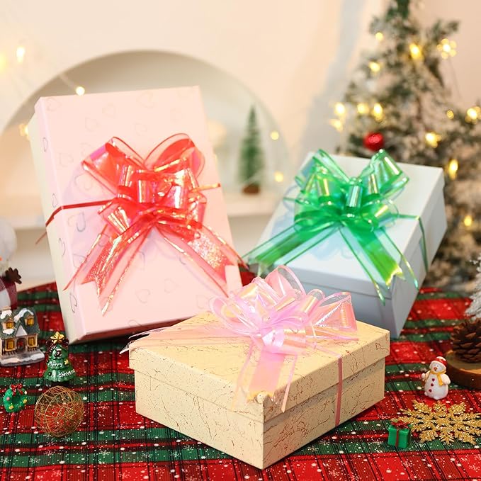 24PCS Yellow Pull Bows for Gift Wrapping, 6" Large Pre-Tied Decorative Bows for Christmas, Wedding, Birthday, Party Decors, Reusable Instant Floral Decors for Gifts, Bouquets, Baskets