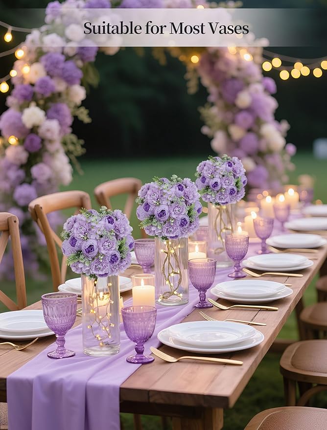 BLOSMON Peony Flower Balls Centerpieces: 2pc 9.5 Inch Lilac Fake Peony Floral Arrangement Bouquet Wedding Dinning Table Decoration Easy Use Artificial Silk Kissing Ball Home Party Decor