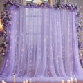 10x10ft Purple Tulle Backdrop Curtain with Lights String for Parites, Sheer Backdrop Curtains for Wedding Baby Shower Birthday Party Photo Shoot Decorations