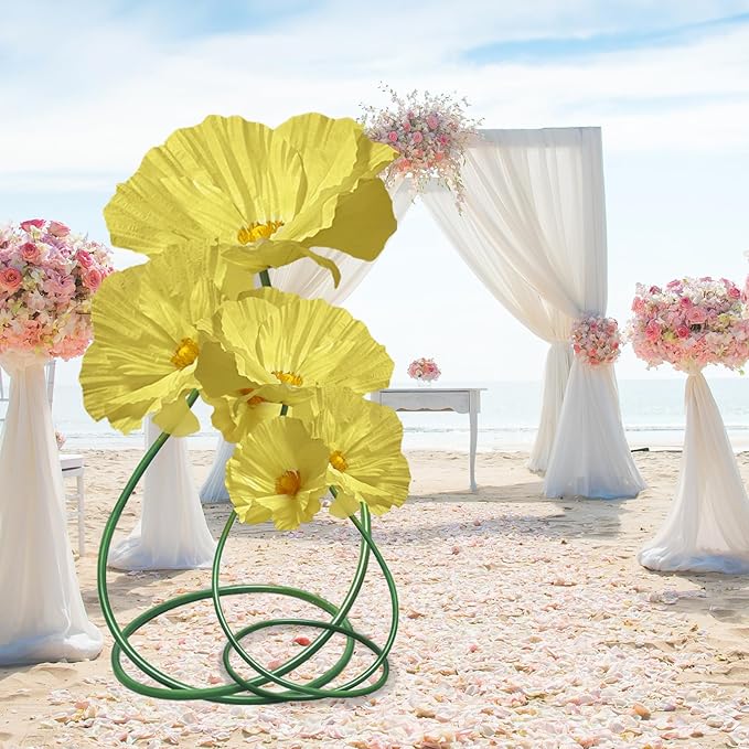 Wedding Giant Flowers Decorations, Large Paper Flowers, Artificial Flower Art Wall Decoration for Reception Banquet Outdoor Ceremony Church Spring Wedding Arrangements 3 Pack (Yellow)