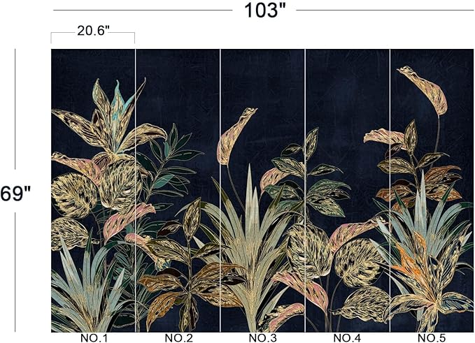 Tropical Plant Flowers and Leaves Wallpaper for Bedroom 103" x 69"