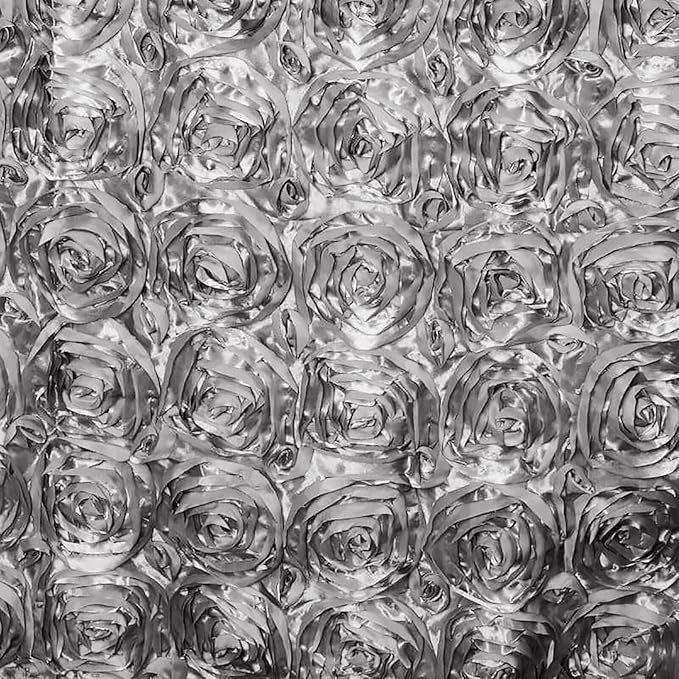 Efavormart Wonderland Rosette Premium Table Runners for Weddings Party Banquets Decor Fit Rectangle and Round Table - Silver