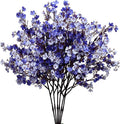 Mandy's Shades of Blue Artificial Baby’s Breath European Flowers 6 Bundles Silk Gypsophila with Bendable Stems for Fall Thanksgiving & Christmas Centerpiece Wedding Decor and Table Arrangements