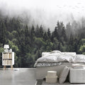 WFBHUA-Misty Forest Self Adhesive Wall Mural Foggy Pine Tree Wallpaper Peel and Stick for Living Room Bedroom 82"x57"
