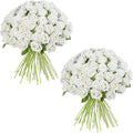 Fake Plants Roses Flowers Plastic Flowers Spring Decorations for Home Gifts for Gf Roses Artificial Flowers for Vase Fake Flowers Home Decor Fake Plant19.6“ (White 100PCS)