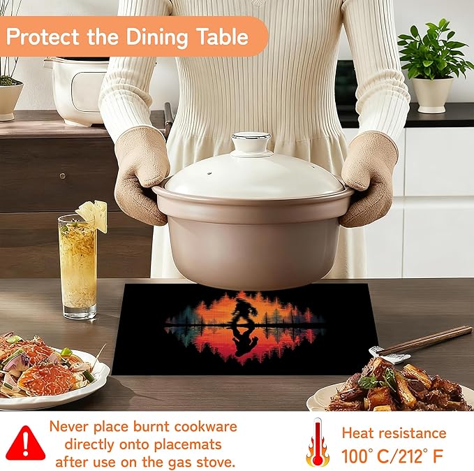 Big Foot Forest Placemats Set of 6,Washable Kitchen Dining Linen Table Mats for Home Party Dinner Indoor Outdoor 12x18Inch