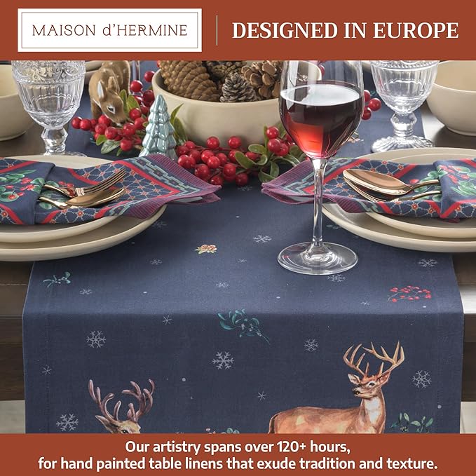 Maison d' Hermine Table Runner 100% Cotton Double Layer Table Runners 108 inches Long for Thanksgiving Christmas Decorations Home Kitchen Dining Party Wedding (Christmas Joy, 14.5" x 108")