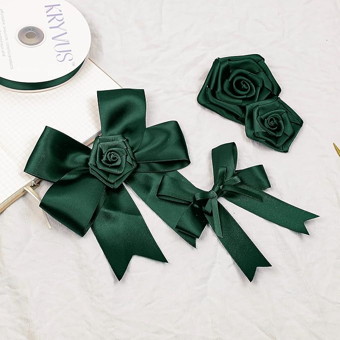 Hunter Green Satin Ribbon, Double Faced 2 Inch X 50 Yards Hunter Green Ribbon, Premium Satin Ribbon for Gift Wrapping, Crafts, Hair Bow Making, Sewing, Flower Bouquet, Wedding Party Decor