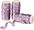 Velvet Purple Ribbon Double-Sided Handmade Glossy Fabric Trim Wooden Spool Thin Ribbons for Christmas Tree Gift Wrapping Crafts Wedding Flower Bouquet 3/8 inch x 5YD 3 Rolls