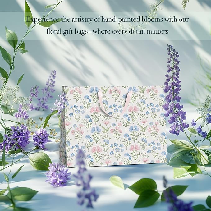 slapaflife Gift Bags Set of 2,Large 13" Gift Bag with Tissue Paper,Floral Gift bag Includes Matching Tissue Paper,Card and Envelope,Perfect For Presents of Any Special Occasion