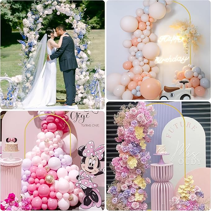 Asee'm 6.6FT Metal Arch Backdrop Stand Gold Arched Backdrop Frame for Wedding Party Ceremony Birthday Bridal Baby Shower Garden Floral Balloon Arch Decoration