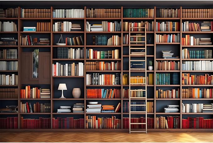 Bookshelf Photography Background School Library Bookcase Backdrop Conference Online Office Backgrounds Webcam Zoom Meeting Decor Backdrops Portrait Photo Video Studio Office Decor 10x6.5ft