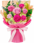 Forever Flowers Gifts for Her, Preserved Flowers Bouquet Birthday Gifts for Women, Preserved Roses for Grandma Wife Anniversary Valentine's Day Mother's Day (7Roses, Hot Pink)