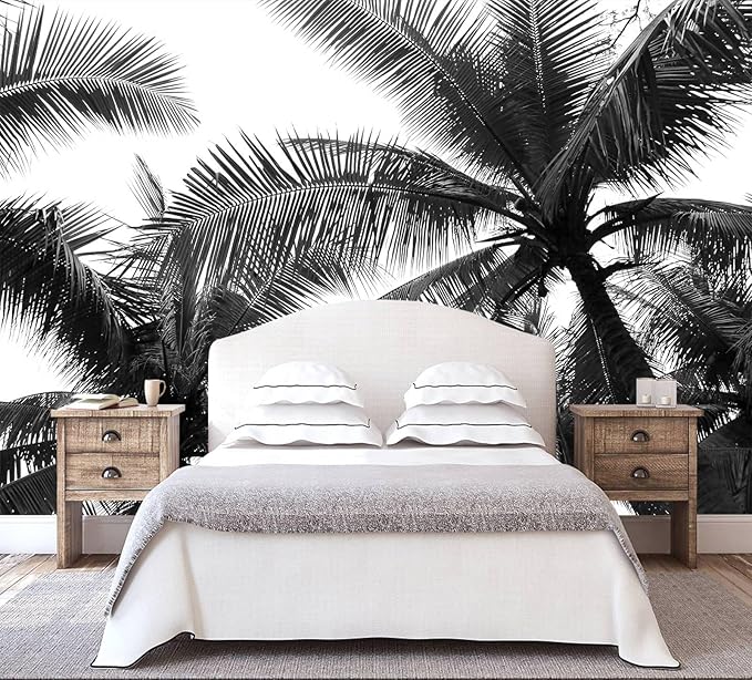 WFBHUA-Black Palm Tree Wallpaper Peel and Stick Tropical Self Adhesive Wall Mural for Living Room Bedroom 137"x100"
