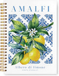 VIIJJUE Italian Amalfi Coast Lemon Notebook Journal, Blue and White Floral Mediterranean Tiles Lemons Tree Gifts Notebook, Hardcover Spiral Journal 5.5x8.3 Inch