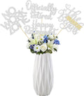 Ephlyn 16Pcs Happy Retirement Centerpiece Sticks Officially Retired Table Flower Centerpieces Sticks No Work Zone Floral Decorations for Farewell Birthday Party Centerpieces Supplies Silver