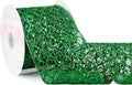 VATIN 4" Green Christmas Ribbon, Green Glitter Mesh Diamond Web Sequin Dots Wired Christmas Ribbon for Gift Wrapping Bow Making Wreath Supply-10 Yards