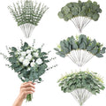 Eucalyptus Leaves Stems 100 PCS, 4 Kinds Mixed Artificial Greenery Stems for Wedding Decor Vase Floral Arrangement Centerpiece