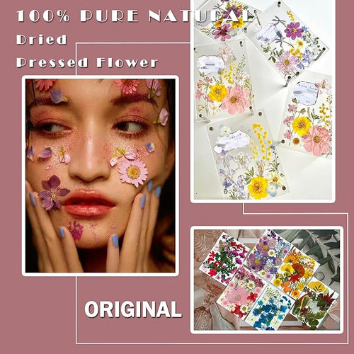 150Pcs Dried Pressed Flowers for Resin, Assorted Real Natural Bulk Dry Floral Leaves for DIY Art Crafts, Epoxy Molds, Jewelry, Soap, Candle Making, Nails Decors