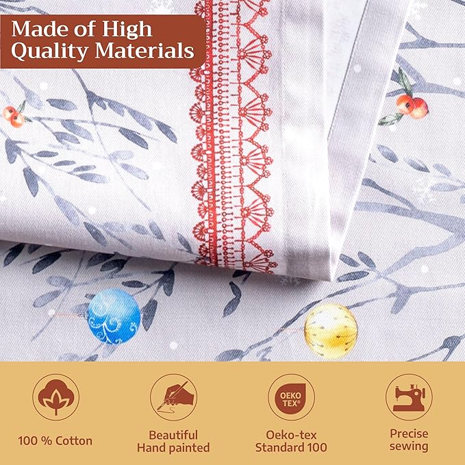 Maison d' Hermine Table Runner 100% Cotton Single Layer Table Runners 90 inches Long for Thanksgiving Christmas Decorations Home Kitchen Dining Party Wedding (Fairy Christmas, 14.5" x 90")