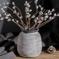 Ceramic Rustic Vase,7.48" Flowers Pottery Vases Home Decor Round Wide-Mouth Farmhouse Decorative Vase for Flowers Pampas for Table Living Room Entryway Mantel Shelf Kitchen Bathroom Bedroom