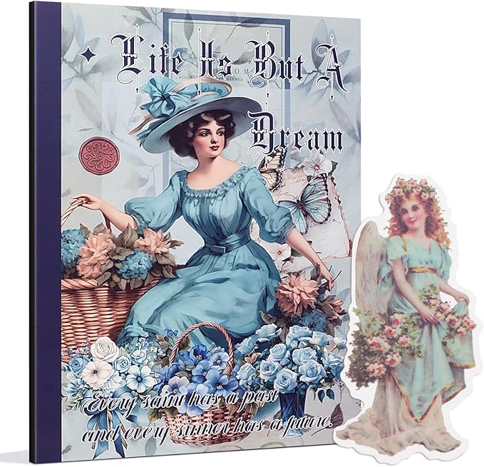 Snycler Sticker Book - 24 Sheets Vintage PET Stickers for Scrapbooking, Junk Journaling, Ephemera, and Decorative Crafts - Pre-Cut Floral Design Stickers Vintage-1