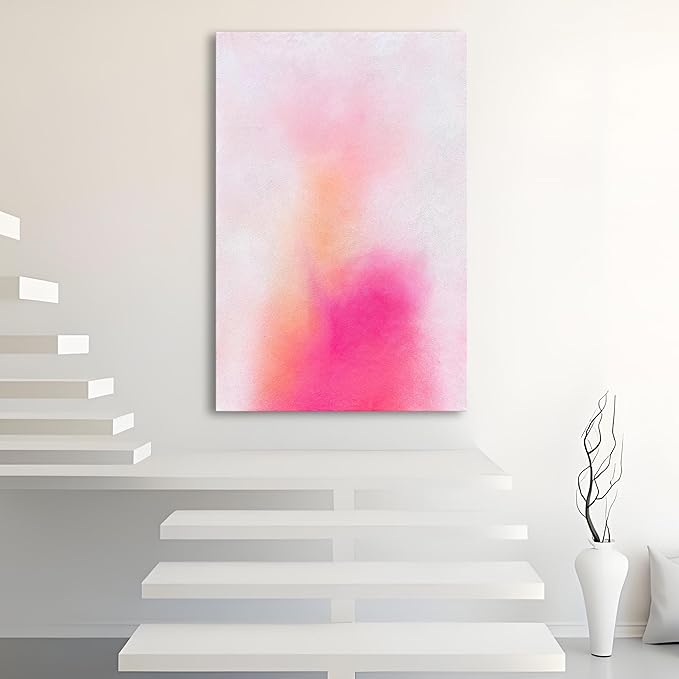 Hand-Painted Pink Abstract Canvas Wall Decoration Painting Contemporary Minimalist Art Works Living Room, Bedroom, Dining Room Wall Decoration 40x28 Inches