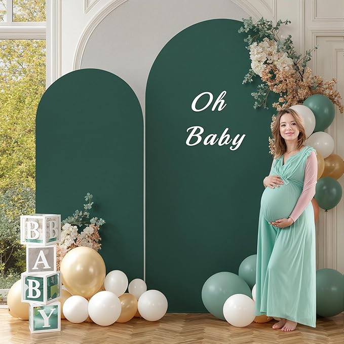 Hunter Green Arch Backdrop Covers - 7.2FT, 6FT Spandex Fitted Wedding Arch Stand Covers Round Top Chiara Stretchy Arch Backdrop Cover for Christmas Wedding Birthday Party Decoration