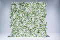 8x8ft(2 pcs of 4ftx8ft) Artificial Silk Fabric Flower Wall Cloth-Based Background 5D White Rose Fabric Rolling Up Floral Backdrop for Wedding Baby Shower Party and Home Decor