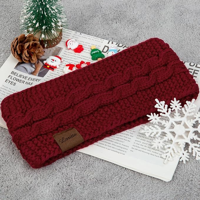 Loritta Womens Ear Warmers Headbands Winter Warm Fuzzy Cable Knit Head Wrap Fleece Lined Gifts
