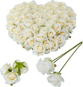 Artificial Satin Rose Flower Heads,42 Pcs Silk Rose Heads with Stems,3.5'' Rose Artificial Flowers Bulk,Artificial Rose Flower Heads for DIY Crafts Bouquet (42, Ivory)