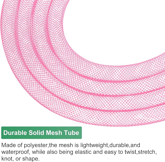 Mesh Tube Ribbon 25 Yards, 8mm Elastic Fabric Ribbons Mesh Tubing for Crafts/Gift Wrapping/Flower Bouquets/Wedding/Birthday/Holiday/Wreaths Christmas/Decoration[Peach]