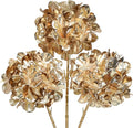 Hollyone 3Pcs Artificial Hydrangea Flowers 26inch Christmas Ornaments Flowers Champagne Gold Fake Hydrangea Flower Floral Arrangements Bouquets Xmas Faux Hydrangeas Stems Wedding Christmas Home Decor