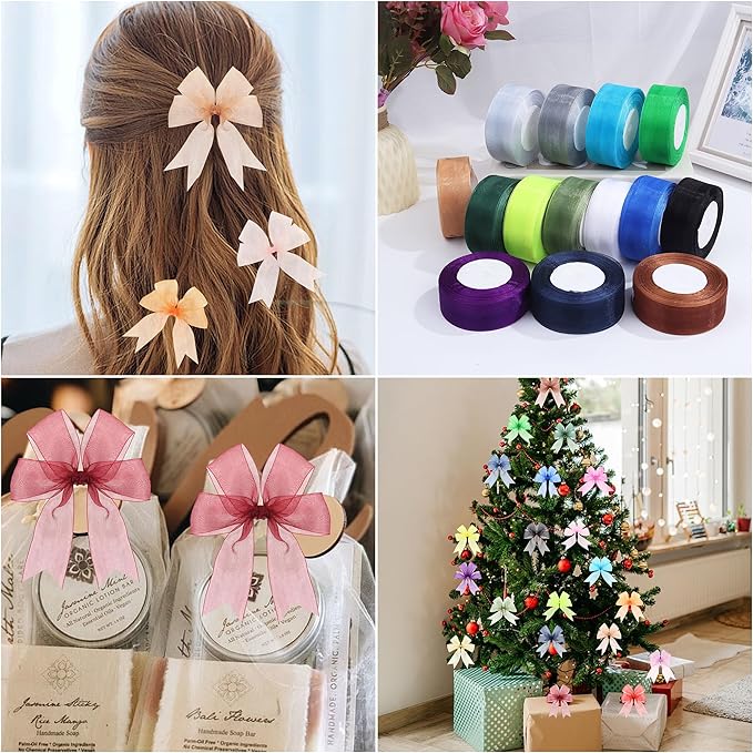 1-1/2 Inch x 50 Yards Sheer Organza Ribbon Chiffon Ribbon for Gift Wedding Flower Bouquet Wrapping Decorations Crafts (Orange)