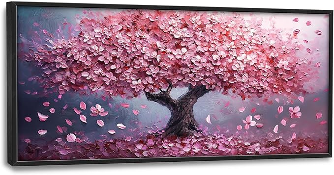 Tree Large Wall Art Romantic Pink Cherry Blossom Flowers Pictures Wall Decor Big Floral Tree of LifeCanvas Painting Prints Framed Artwork Home Decorations for Living Room Dining Room Bedroom Office 60"x30"