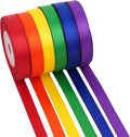 Colorful Rainbow Ribbon 3/8 Inch Thin Multicolor Rainbow Satin Ribbon 6 Rolls Assortment for Wedding Wrapping Invitation Card Crafts - 60Yards