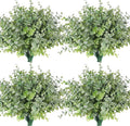 RECUTMS 12 Bundles Artificial Bushes Greenery Plants Stems Faux Shrubs Boxwood Plants Outdoor UV Resistant Fake Eucalyptus for Farmhouse Home Wedding Patio Backyard Indoor Outdoor Decor(Dusty Green)