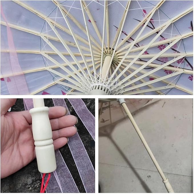 33" Handmade Oiled Parasol Bamboo Silk Umbrella Chinese Japanese Art Classical Dance Umbrella Plum Blossom for Wedding Parties Photography Costumes Cosplay Decoration and Other Events