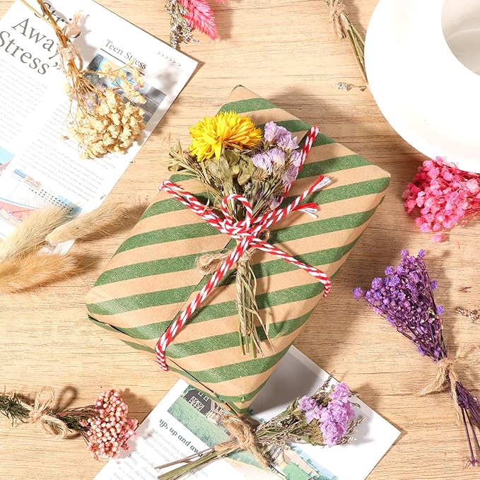 VAIPI 10 Pack Dried Flower Bouquets Various Dried Flower Combinations with Stem Mini Dried Embossing Natural Flower Bundles Artificial Flower Dried Floral Arrangement for Vase DIY Wedding Decor
