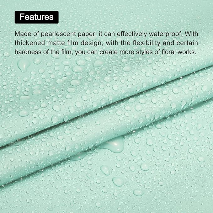 MECCANIXITY Pearlescent Film Flower Wrapping Paper 22.8x22.8 Inch Waterproof for DIY Crafts, Gift/Gift Box Packaging Lemon Green Pack of 10