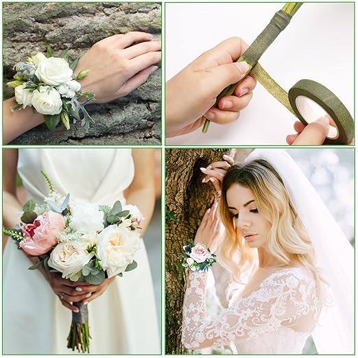 Bouquets Floral Wire Arrangement Tool Kit, COITEK DIY Bouquet Making Tools with 3P Floral Tape, 6P Elastic Pearl Wrist, Floral Wire,Flower Pin, Cutter, Ribbon for Wrist Corsages Wedding Decor