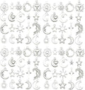 WOCRAFT 60pcs Bright Silver Sun Moon Star Bracelet Charms for Jewelry Making Sets DIY Necklace Bracelet Keychain Crafting Charms Kit Craft Supplies (SN837)