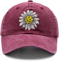 Waldeal Pickleball Hat for Women, Ajustable Embroidered Daisy Washed Denim Baseball Cap