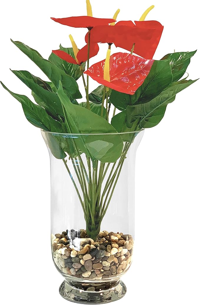 WGV Unique Bouquet Vase, 7" W, 12" H, Clear Short Hurricane Glass Candle Holder, Floral Planter Terrarium, Home Wedding Event Decor, 1 Piece (VHV0812)