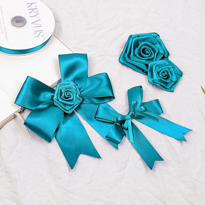 Premium Turquoise Blue Satin Polyester Ribbon, 1.5 Inch x 50 Yards, Double Faced, Perfect for Gift Wrapping, Wedding, Birthday, Anniversary, Special Occasions