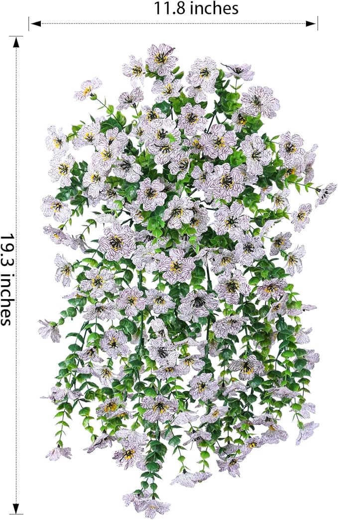 INSPRING Artificial Faux Outdoor Outside Flowers Plants, 2 PCS Fake Silk UV Resistant Look Real White Daisy Trailing Vines for Front Door Porch Planter Urn Patio Balcony Decoration