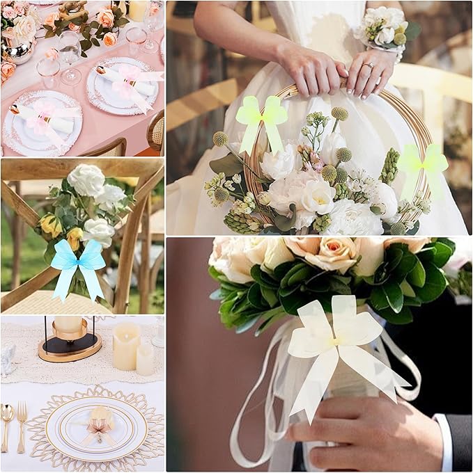 3/4 Inch x 50 Yards Sheer Organza Ribbon Chiffon Ribbon for Gift Wedding Flower Bouquet Wrapping Decorations Crafts (Rose Gold)